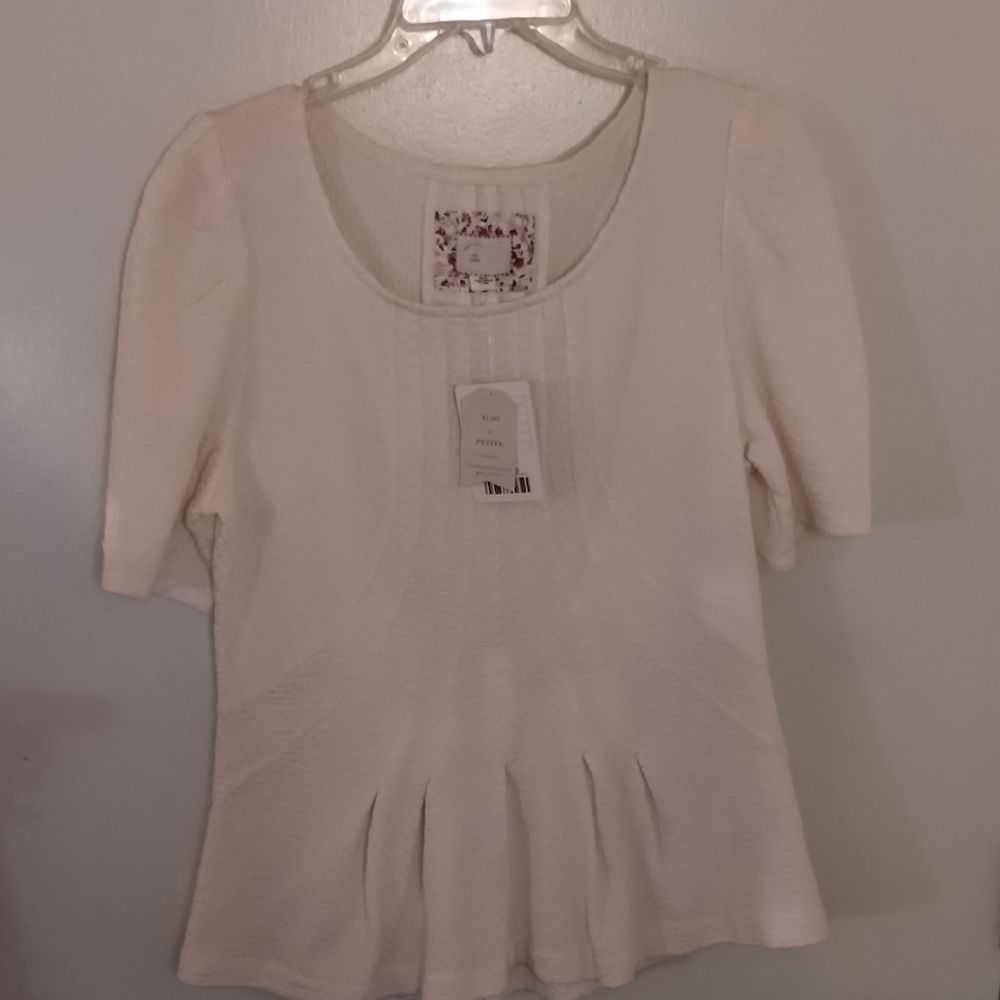 Anthropologie Cream Textured Blouse